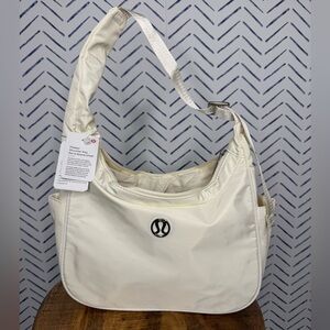 NWT Lululemon Inspired City Nylon Ivory Shoulder Tote Bag 4L